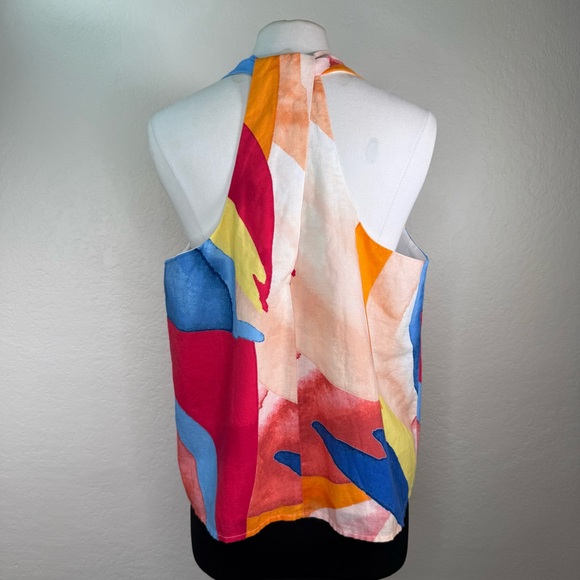 NEW NWT Banana Republic Brush Stroke Linen Blend Sleeveless Top Blouse LARGE - Picture 7 of 16